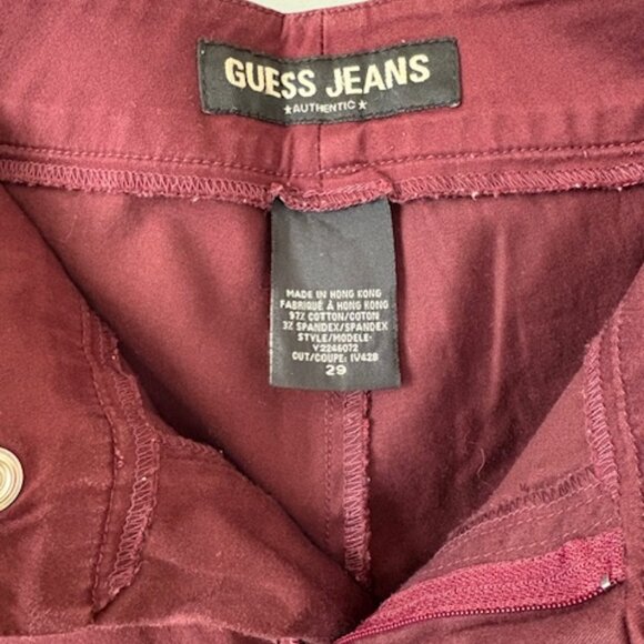 Guess Jeans cropped pants, burgundy with western details & split hem, Size 29 - Picture 4 of 4